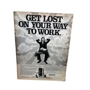 1980 Sony Soundabout Walk Man Get Lost On Way To Work Original Print Ad 80s